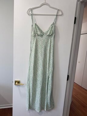 Princess Polly Light Green Floral Slip Dress with Lavender and Mustard Accents